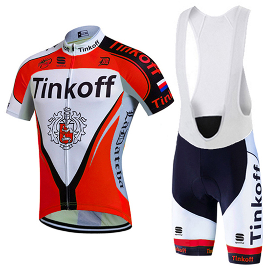 2016 Maillot Tinkoff Tirantes Mangas Cortas Rojo Y Blanco